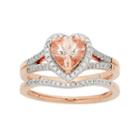 14k Rose Gold Morganite & 1/5 Carat T.w. Diamond Heart Halo Engagement Ring Set, Women's, Size: 9, Pink