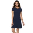 Women's Dana Buchman Travel Anywhere Solid Fit & Flare Dress, Size: Small, Blue (navy)
