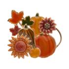 Pumpkin, Leaf & Flower Pin, Women's, Multicolor