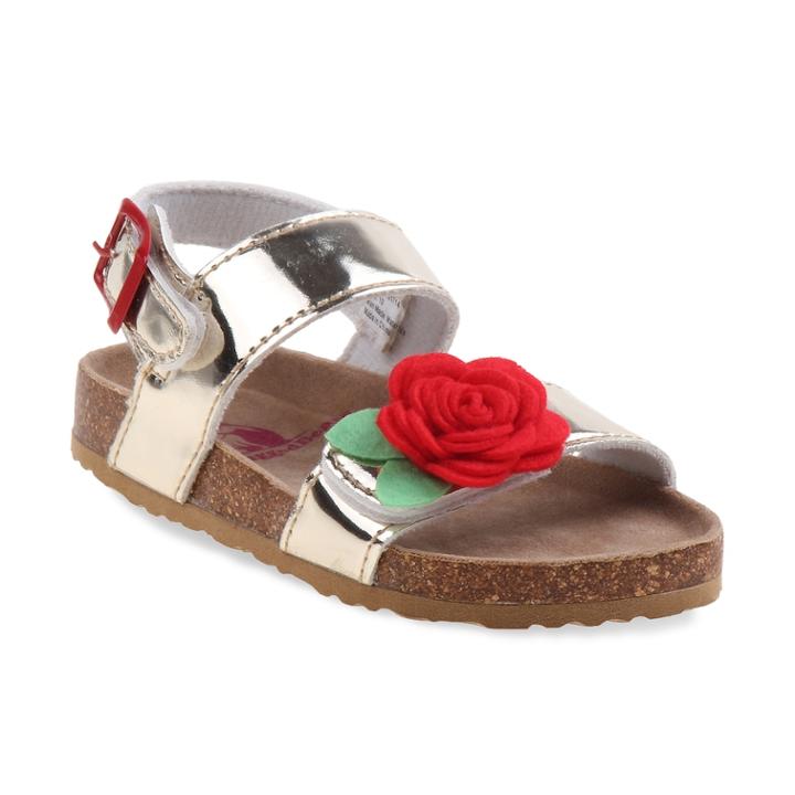 Rugged Bear Floral Toddler Girls' Sandals, Size: 8 T, Gold