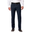 Men's Haggar&reg; Premium No-iron Khaki Super Flex Waist Straight-fit Stretch Flat-front Pants, Size: 32x30, Blue (navy)