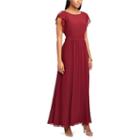 Women's Chaps Georgette Overlay Gown, Size: 2, Red/coppr (rust/coppr)