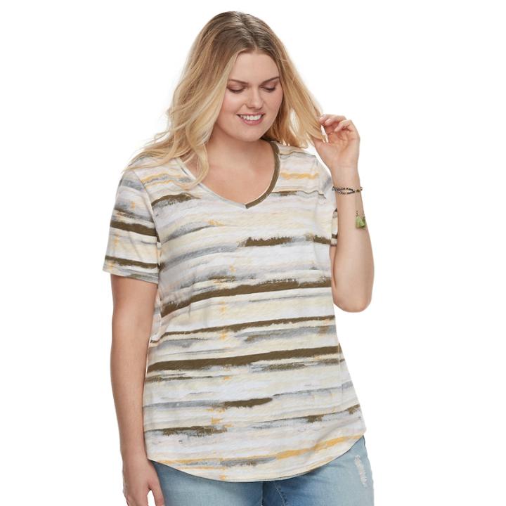Plus Size Sonoma Goods For Life™ Essential V-neck Tee, Women's, Size: 1xl, Yellow
