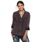 Women's Rock & Republic&reg; Roll-cuff Button-down Shirt, Size: Large, Pink