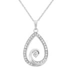 1/4 Carat T.w. Diamond 10k White Gold Teardrop Pendant Necklace, Women's, Size: 18