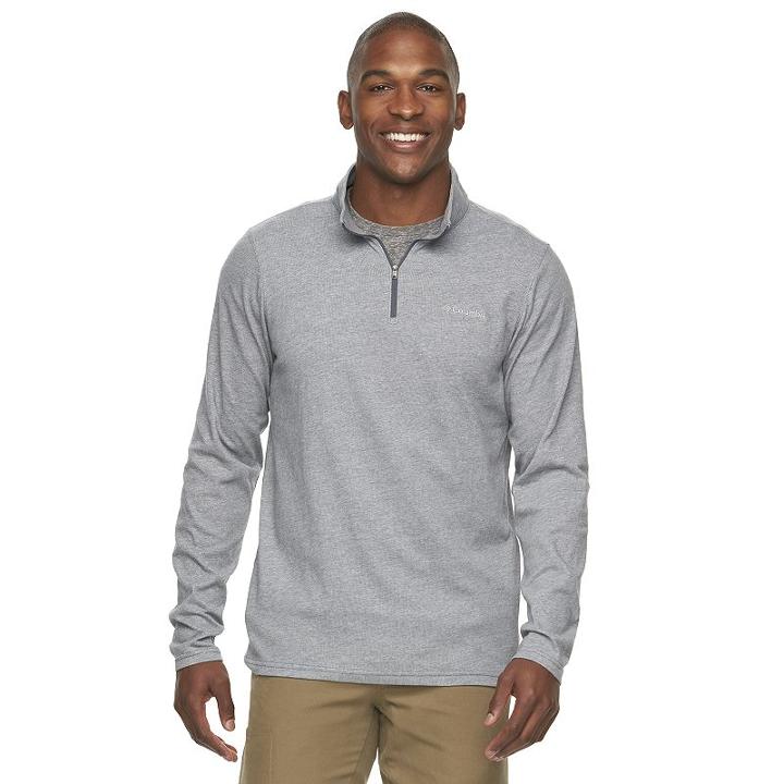 Men's Columbia Echo Summit Quarter-zip Pullover, Size: Large, Light Grey