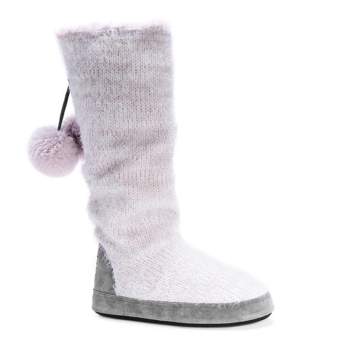 Muk Luks Women's Gia Sweater Knit Boot Slippers, Size: Xl, Lt Purple