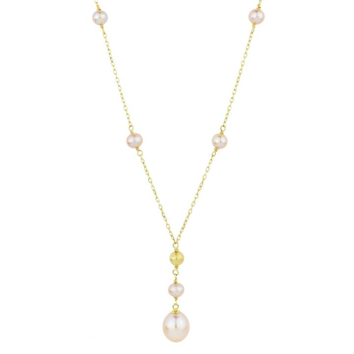 14k Gold Pink Freshwater Cultured Pearl & Bead Y Necklace, Women's, Size: 18