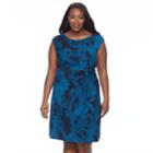 Plus Size Dana Buchman Printed Twist-front Dress, Women's, Size: 2xl, Blue (navy)