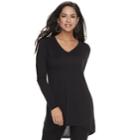 Women's Apt. 9&reg; High-low V-neck Tunic Sweater, Size: Small, Black