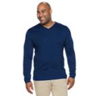 Big & Tall Apt. 9&reg; Modern-fit Wool-blend Merino V-neck Sweater, Men's, Size: Xxl Tall, Med Blue