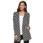 Women's Dana Buchman Striped Open-front Jacket, Size: Large, Black