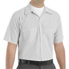 Red Kap, Men's Classic-fit Striped Button-down Work Shirt, Size: Small, Multicolor