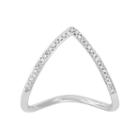 1/10 Carat T.w. Diamond Sterling Silver Chevron Ring, Women's, Size: 6, Grey