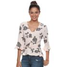 Juniors' Candie's&reg; Printed Ruched Top, Teens, Size: Large, Pink