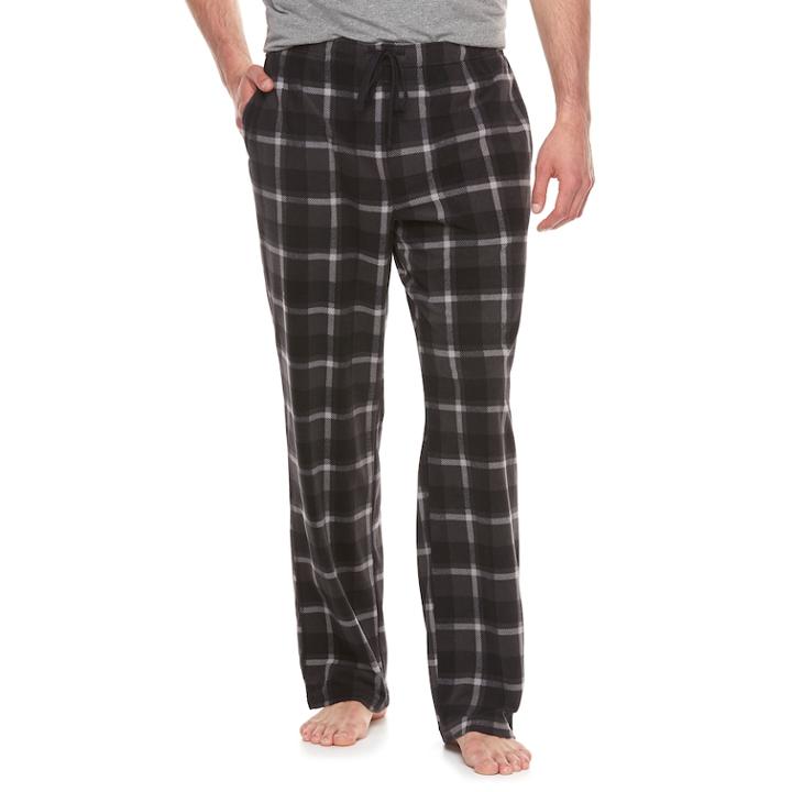 Big & Tall Croft & Barrow&reg; Patterned Microfleece Lounge Pants, Men's, Size: L Tall, Grey (charcoal)