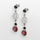 South Carolina Gamecocks Silver Tone Crystal Logo Linear Drop Earrings, Women's, Multicolor