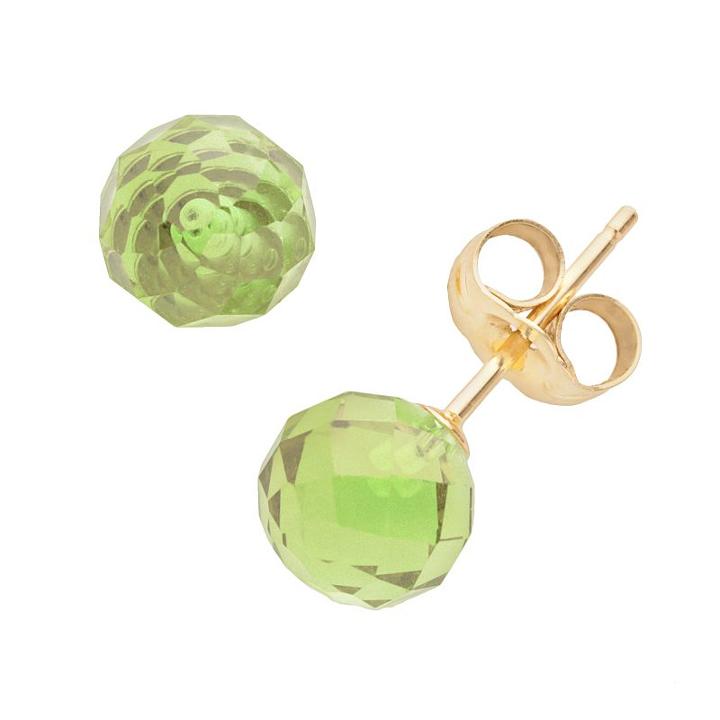 14k Gold Peridot Ball Stud Earrings, Women's, Green