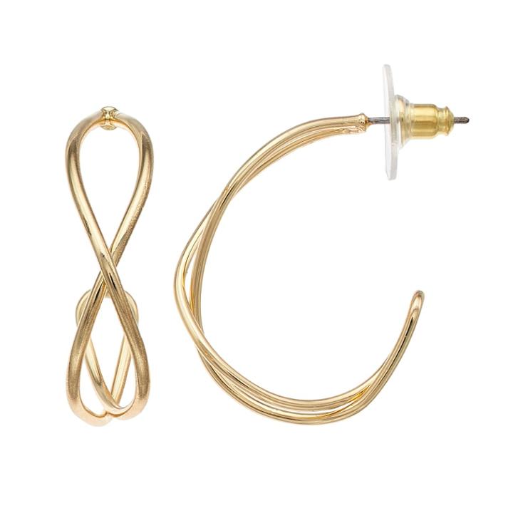 Napier Crisscross Tube Nickel Free Semi-hoop Earrings, Women's, Gold