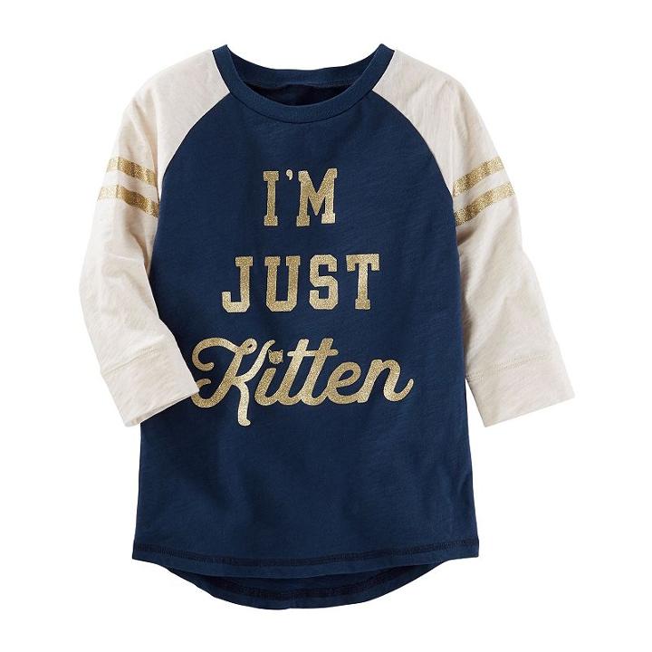 Girls 4-12 Oshkosh B'gosh&reg; Animal Raglan Tee, Size: 10, Med Blue