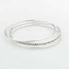 Chaps Silver-tone Simulated Crystal Bangle Bracelet Set, Women's, Grey