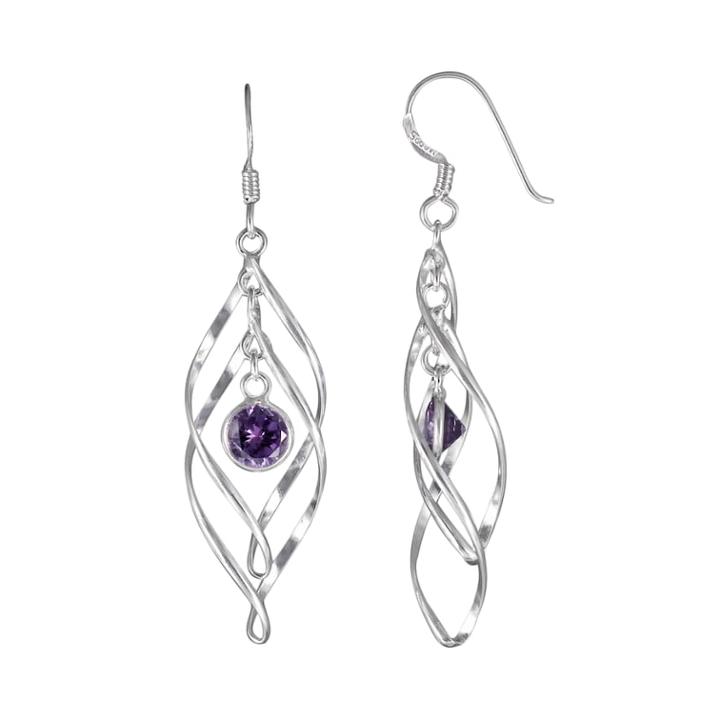 Sterling Silver Simulated Amethyst Marquise Drop Earrings, Women's, Purple