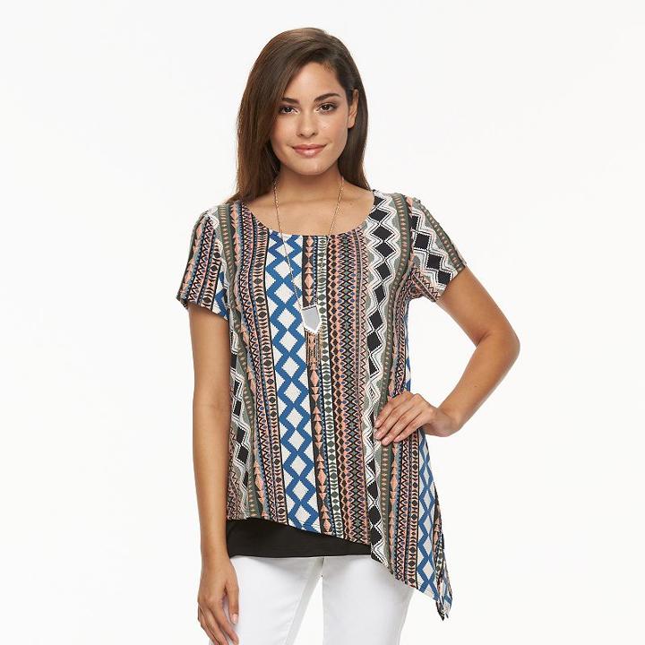Women's Ab Studio Asymmetrical Popover Top, Size: Regular, Ovrfl Oth