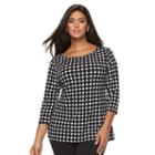 Plus Size Croft & Barrow&reg; Printed Button Top, Women's, Size: 3xl, Black