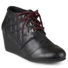 Journee Collection Fold Womens Quilted Lace-up Wedge Ankle Boots, Girl's, Size: 9, Black