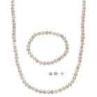 Pearlustre By Imperial Freshwater Cultured Pearl & Crystal Bead Necklace, Stretch Bracelet & Stud Earring Set, Women's, White