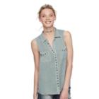 Women's Rock & Republic&reg; Grommet Shirt, Size: Large, Med Grey