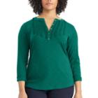 Plus Size Chaps Ribbed Neck Knit Top, Women's, Size: 1xl, Green