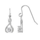 Brilliance Silver Plated Infinity Drop Earrings With Swarovski Zirconia, Women's, White