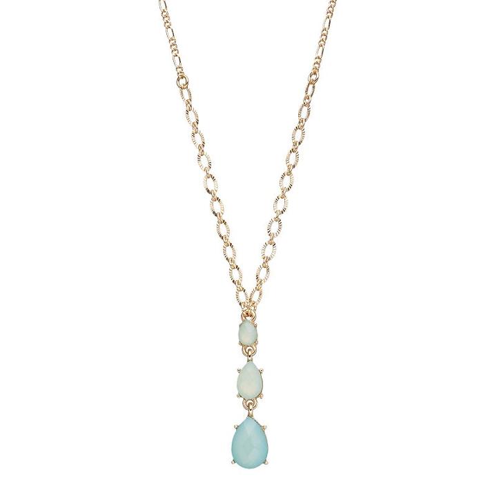 Lc Lauren Conrad Graduated Green Teardrop Y Necklace, Women's, Lt Green
