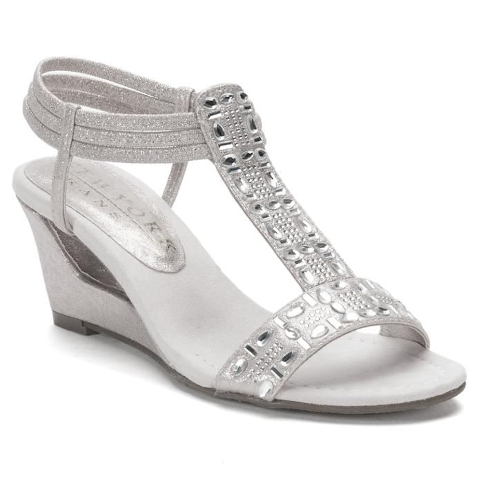 New York Transit Fancy Jewels Women's Wedge Sandals, Size: Medium (8), Light Grey
