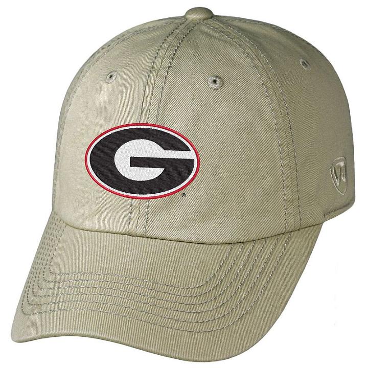 Adult Top Of The World Georgia Bulldogs Crew Adjustable Cap, Men's, Beig/green (beig/khaki)