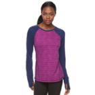 Women's Tek Gear&reg; Printed Raglan Layering Tee, Size: Xs, Drk Purple