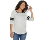 Juniors' So&reg; Long Sleeve Varsity Tee, Teens, Size: Xl, Light Grey