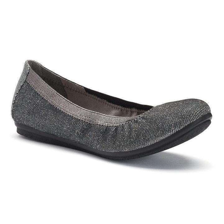 Andrew Geller Women's Shimmering Ballet Flats, Size: Medium (8), Med Grey
