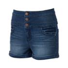 Juniors' Tinseltown Triple Stack Denim Shortie Shorts, Girl's, Size: 3, Dark Blue