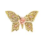 1928 Porcelain Rose Butterfly Pin, Women's, Pink