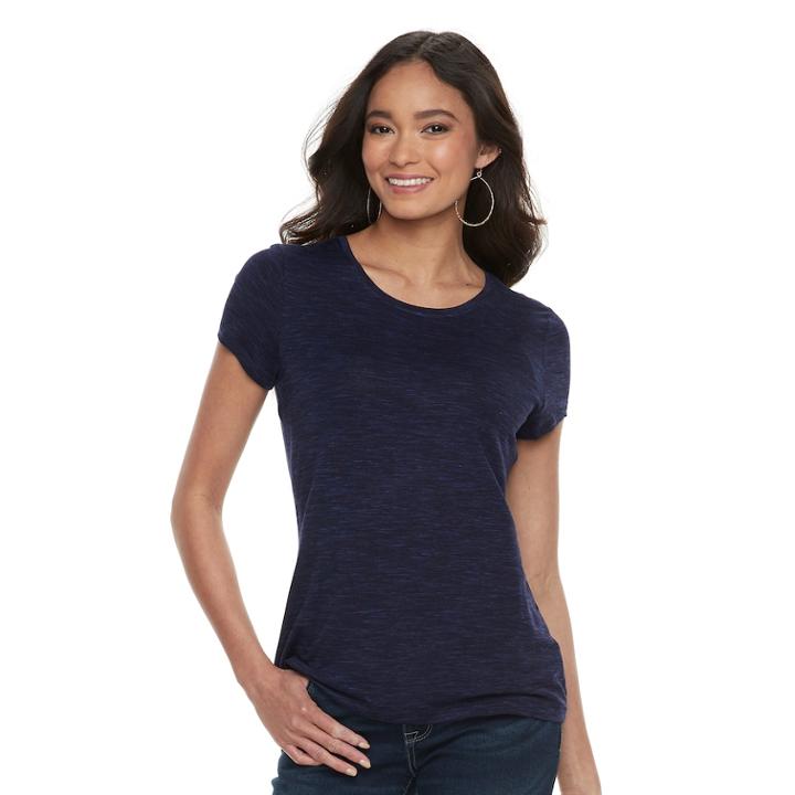 Petite Apt. 9&reg; Essential Crewneck Jersey Tee, Women's, Size: L Petite, Blue (navy)