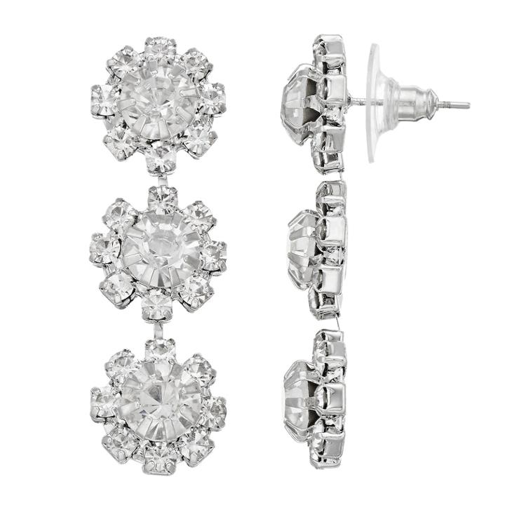 Lc Lauren Conrad Flower Nickel Free Halo Drop Earrings, Women's, Silver