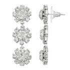 Lc Lauren Conrad Flower Nickel Free Halo Drop Earrings, Women's, Silver