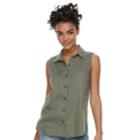 Juniors' So&reg; Sleeveless Shirt, Teens, Size: Xl, Med Green