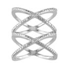 1/10 Carat T.w. Diamond Sterling Silver Double X Ring, Women's, Size: 5, White