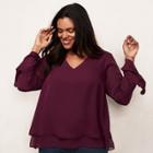 Plus Size Lc Lauren Conrad Layered Bell-sleeve Top, Women's, Size: 0x, Red