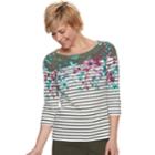 Women's Croft & Barrow&reg; Button-shoulder Boatneck Top, Size: Small, Med Green