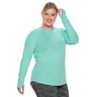 Plus Size Tek Gear&reg; Thumb Hole Long Sleeve Tee, Women's, Size: 1xl, Lt Green