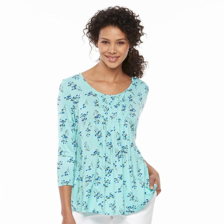 Women's Croft & Barrow&reg; Smocked-bib Top, Size: Small, Light Blue